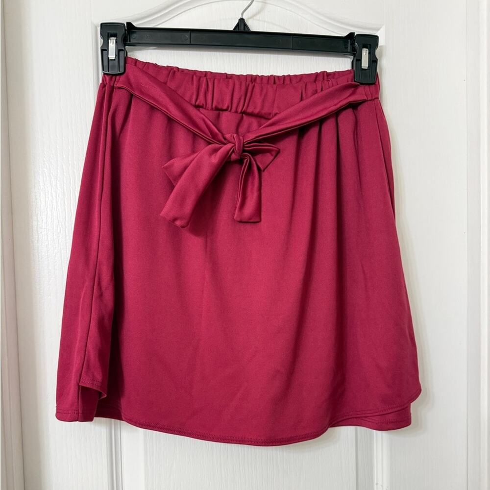 Extra belleza dark red elastic tie waist holiday skort Size XL